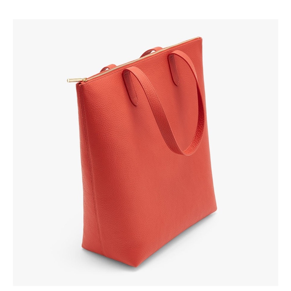 Cuyana Tall Structured Tote burnt orange leather